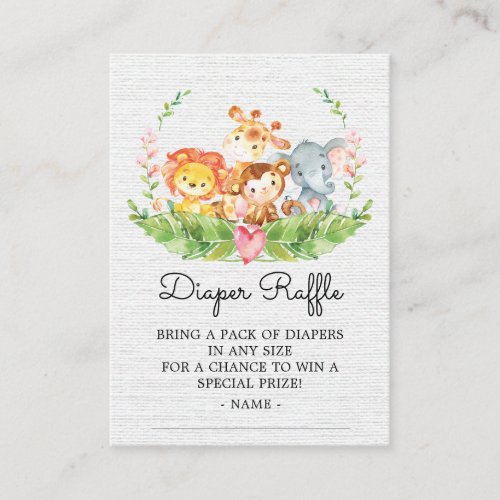 Jungle Animals Shower Diaper Raffle Ticket Enclosure Card