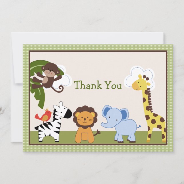 Jungle Animals Thank You Card (Front)