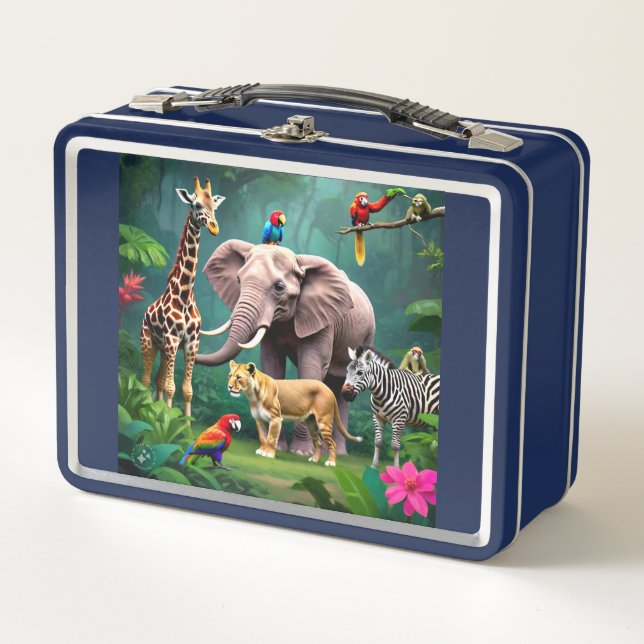 Jungle Animals Theme Metal Lunch box (Front)