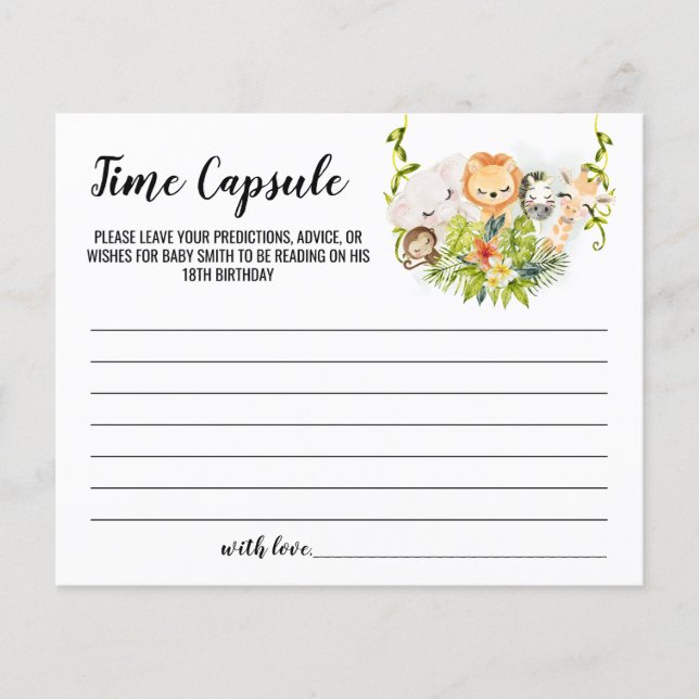 Jungle Animals Time Capsule Advice for Baby card Flyer (Front)