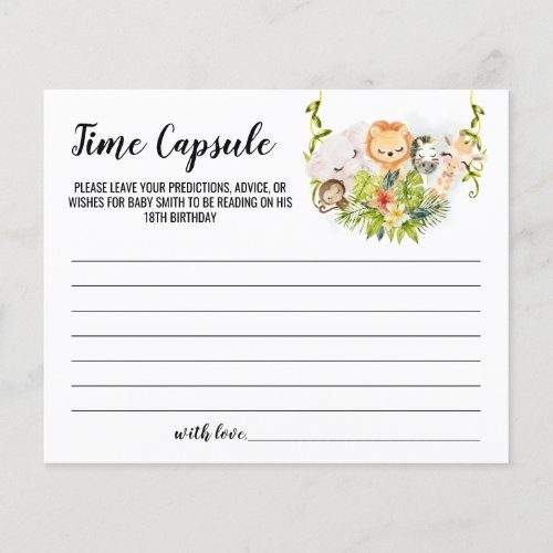 Jungle Animals Time Capsule Advice for Baby card Flyer