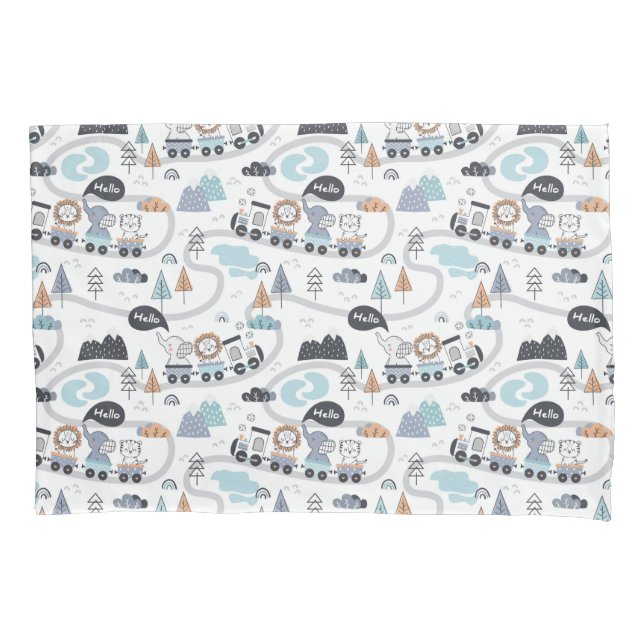 Jungle Animals Train Baby Toddler Boy  Pillow Case (Front)