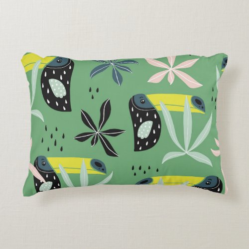 Jungle animals tropical elements seamless accent pillow
