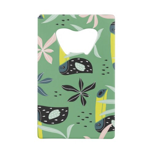 Jungle animals tropical elements seamless credit card bottle opener