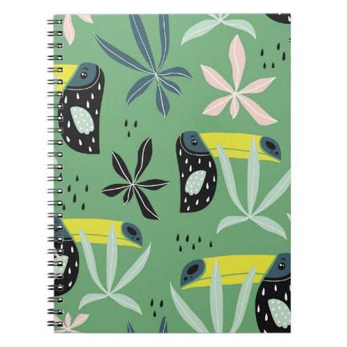 Jungle animals tropical elements seamless notebook