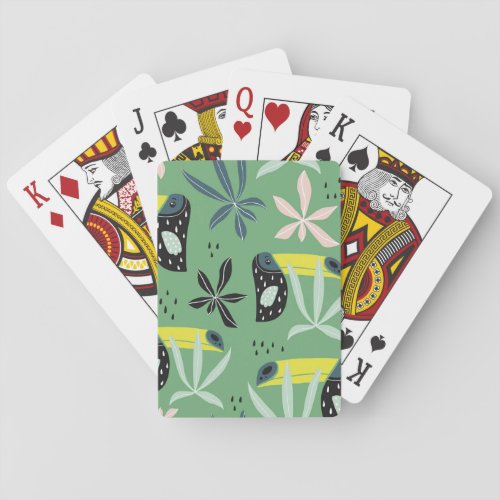 Jungle animals tropical elements seamless playing cards