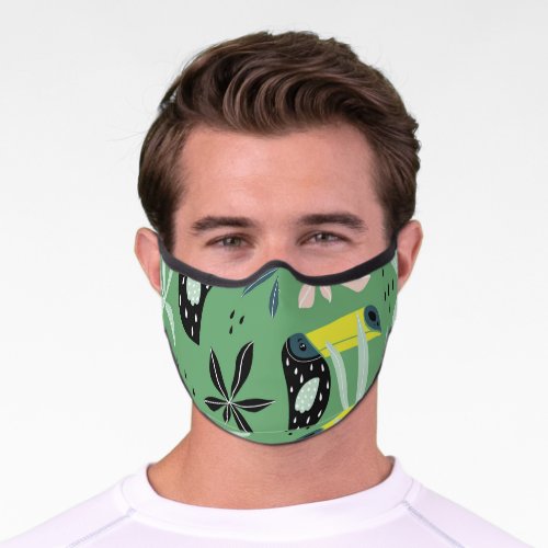 Jungle animals tropical elements seamless premium face mask