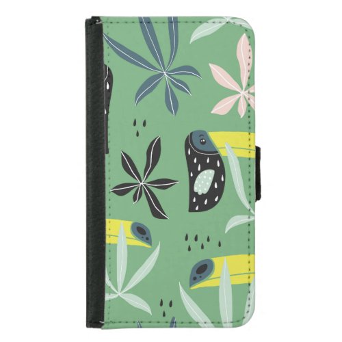 Jungle animals tropical elements seamless samsung galaxy s5 wallet case