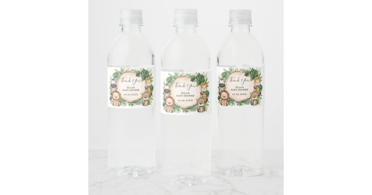 Jungle Animals Tropical Greenery Baby Shower Favor Water Bottle Label |  Zazzle