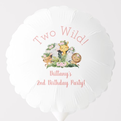 Jungle Animals Two Wild 2nd Birthday Party  Balloon