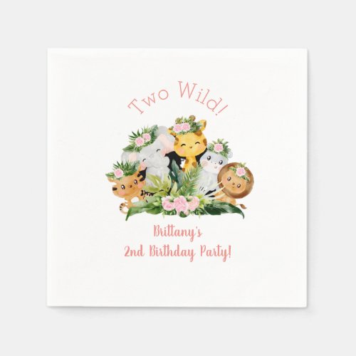 Jungle Animals Two Wild 2nd Birthday Party  Napkins
