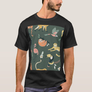 Jungle Animals Vintage Flora Fauna T-Shirt