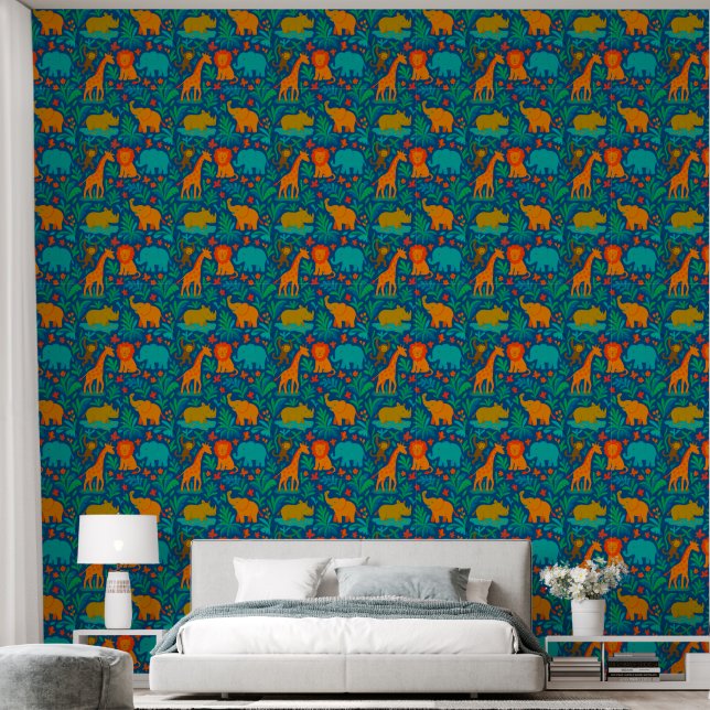 Jungle animals wallpaper  (Bedroom)