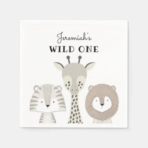Jungle Animals Wild One Birthday Boy Baby Shower Napkins