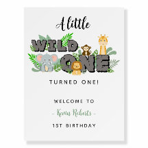 Jungle Animals Wild One Birthday Welcome Sign