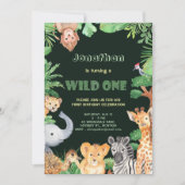 Jungle Animals Wild One First Birthday Invitation (Front)
