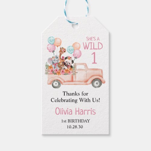 Jungle Animals Wild One Gift Tags