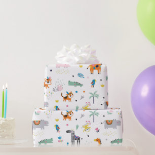 jungle animals wrapping paper