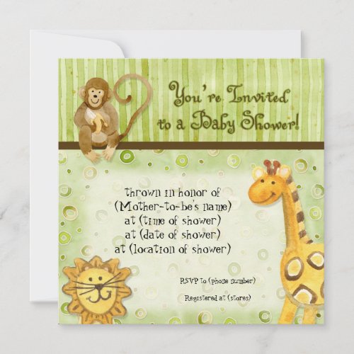 Jungle Babies Boy Baby Shower Invitation _ Green