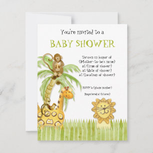 Jungle Babies, Boy Baby Shower Invitation - Green