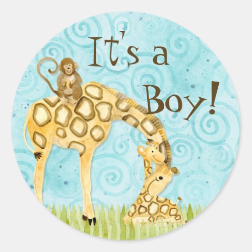 Jungle Babies Boy Baby Stickers _ Blue