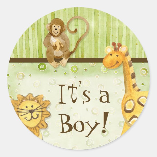 Jungle Babies, Boy Baby Stickers - Green (Front)