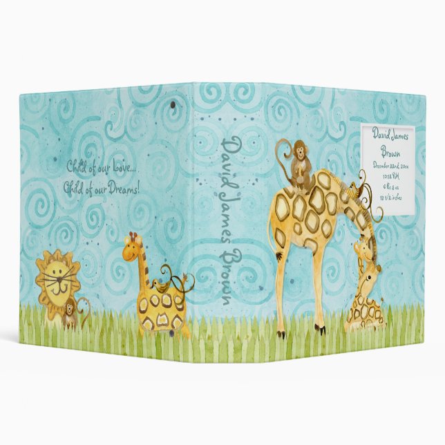 Jungle Babies, Giraffe Baby Book Binder Scrapbook (Background)