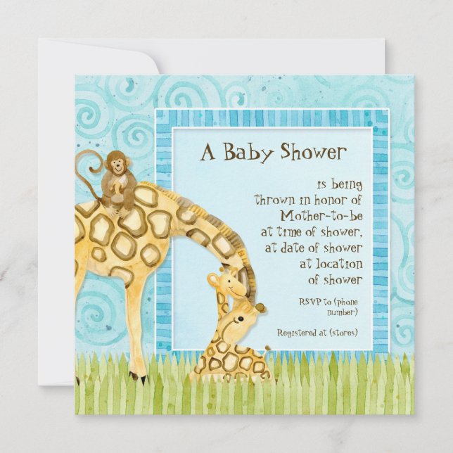 Jungle Babies, Giraffe Baby Shower Invitation (Front)