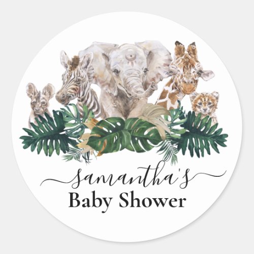 Jungle Babies Safari African Books for Baby Shower Classic Round Sticker