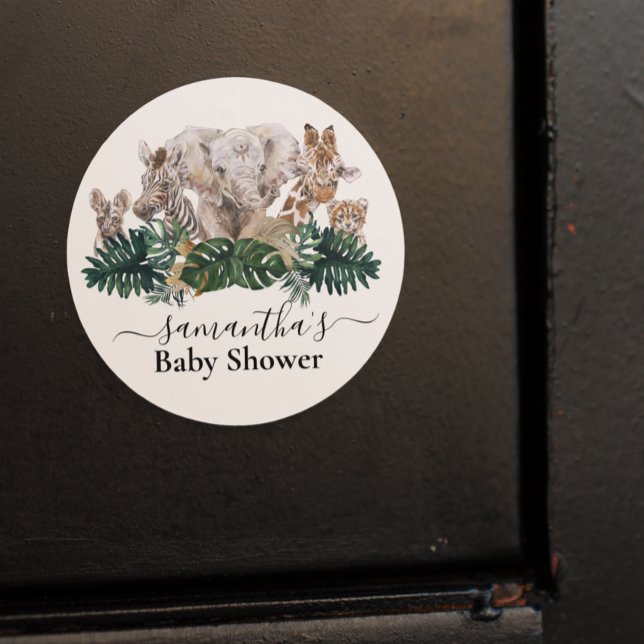 Jungle Babies Safari African Books for Baby Shower Classic Round Sticker (Creator Uploaded)