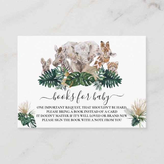 Jungle Babies Safari African Books for Baby Shower Enclosure Card (Front)