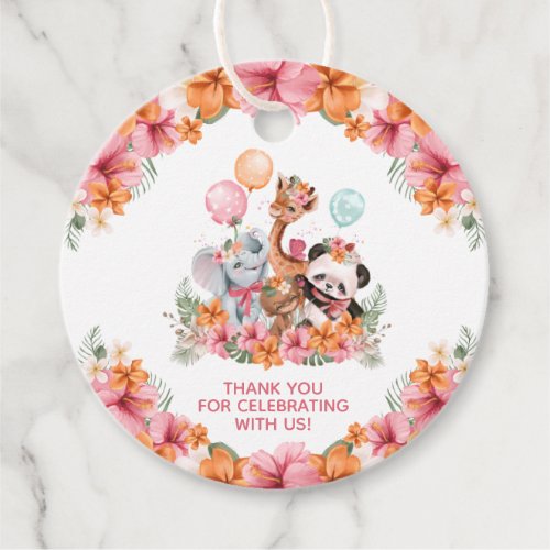 Jungle Babies Safari Floral Thank You Favor Tags