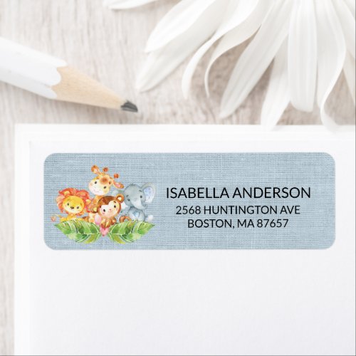 Jungle Baby Animals Baby Shower Address Label