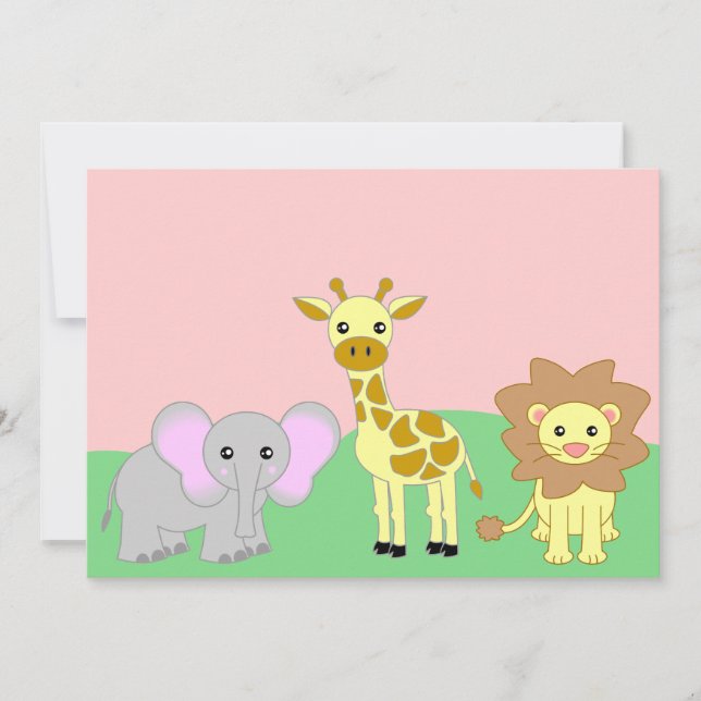 Jungle Baby Animals Baby Shower Invitations Blank (Front)