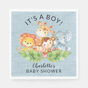 Jungle Baby Animals Boys Baby Shower Napkins