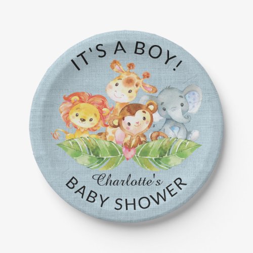 Jungle Baby Animals Boys Shower 7 Plate