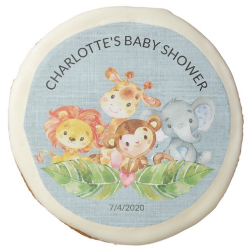 Jungle Baby Animals Boys Shower Favor Sugar Cookie