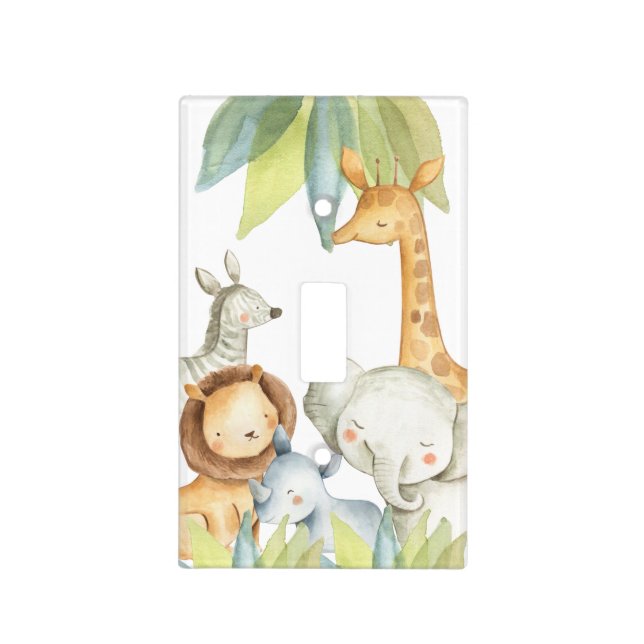 Jungle Baby Animals Safari Nursery Light Switch Cover (Front)