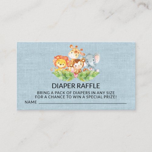 Jungle Baby Animals Shower Diaper Raffle Ticket Enclosure Card