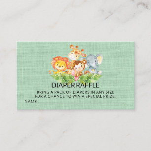 Jungle Baby Animals Shower Diaper Raffle Ticket Enclosure Card
