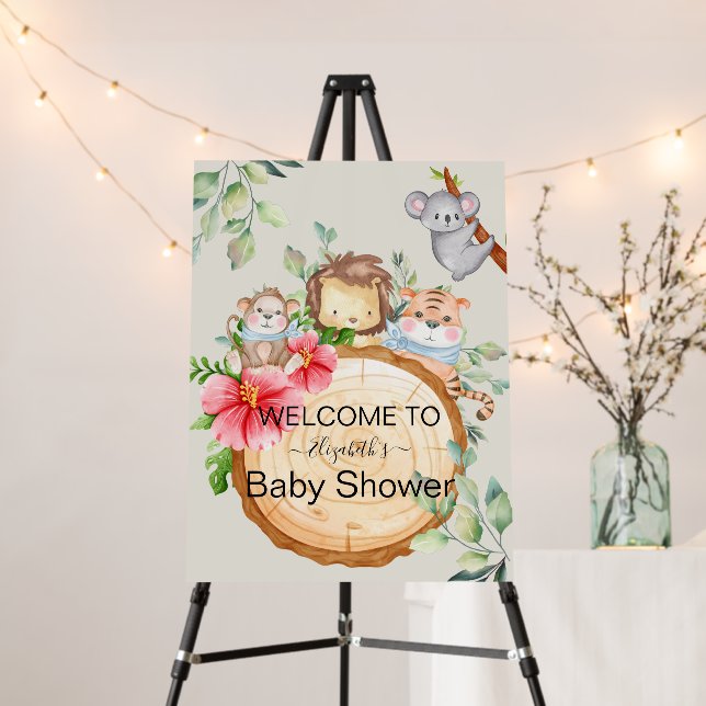 Jungle Baby  Animals Shower Greenery Safari  Foam Board (In Situ (Stand))