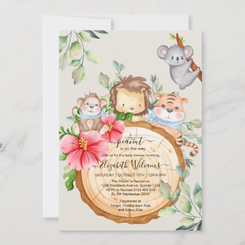 Jungle Baby  Animals Shower Greenery Safari  Invitation