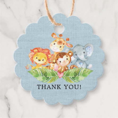 Jungle Baby Animals Thank You Baby Shower Favor Favor Tags