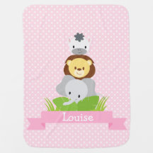 Jungle Baby Blanket pink personalized with name