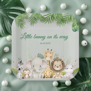 jungle baby boy shower wild tropical Invitation Paper Plates