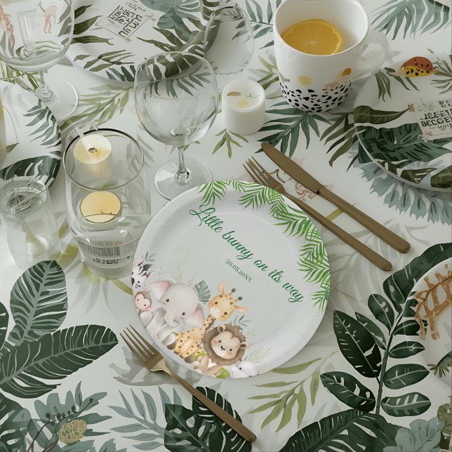 jungle baby boy shower wild tropical Invitation  Paper Plates (Creator Uploaded)