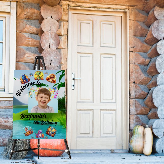 Jungle Baby Dino Kids Birthday Party Welcome Sign (Creator Uploaded)