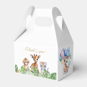 Jungle Baby Giraffe Tiger Monkey Thank you Favor Boxes