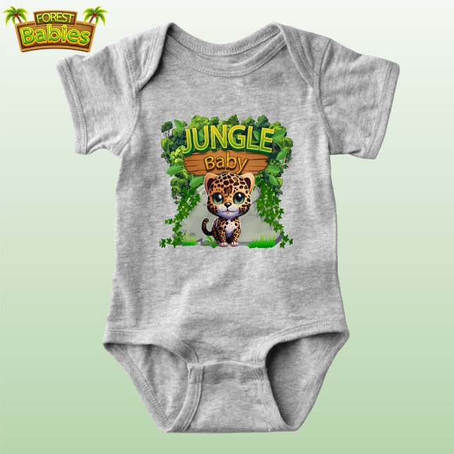 Jungle Baby Leopard, Cute Wildlife Kitty Cat 🐆 Bodysuit (Jungle Baby Leopard Cub, Cute Kitty Cat Woodland Wildlife Spotted Kitten Animal Cartoon Graphic 🐆)