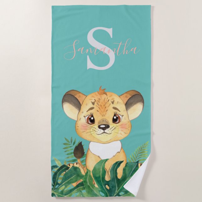 Jungle baby Lion beach towel for kids  (Front)